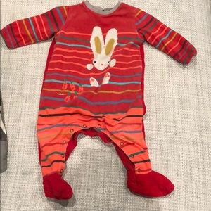 Catimini bunny footed button up pajamas